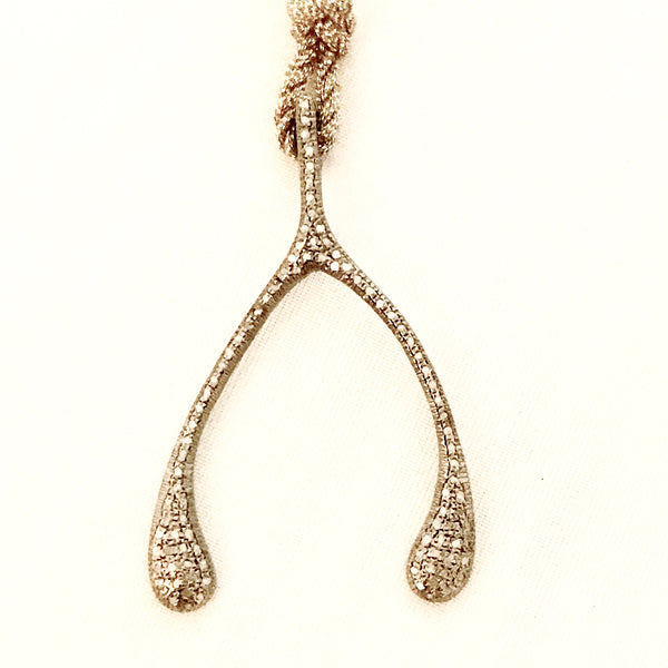 diamond wishbone pendant metallic cord