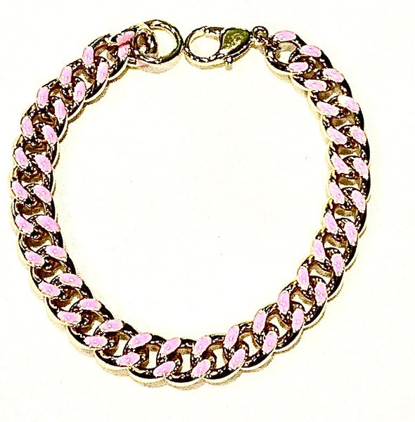 enamel curb link chain bracelet
