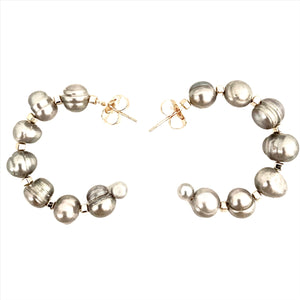 freshwater pearl open hoop earrings