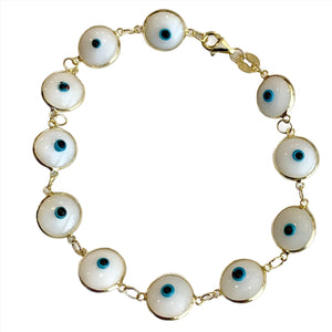 large enamel evil eyes bracelet