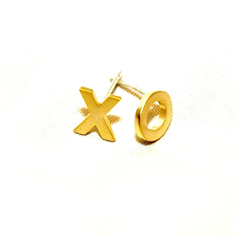 XO gold stud earrings