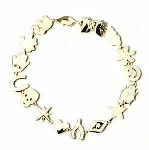 gold vermeil large charms bracelet
