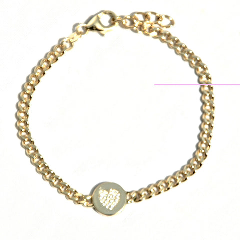 thick link with CZ heart disc