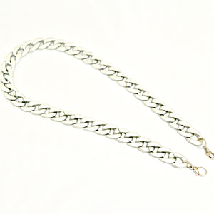 wide resin link mask chain: metallic silver