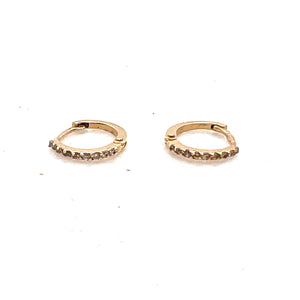 14K gold thin huggies with CZ stones