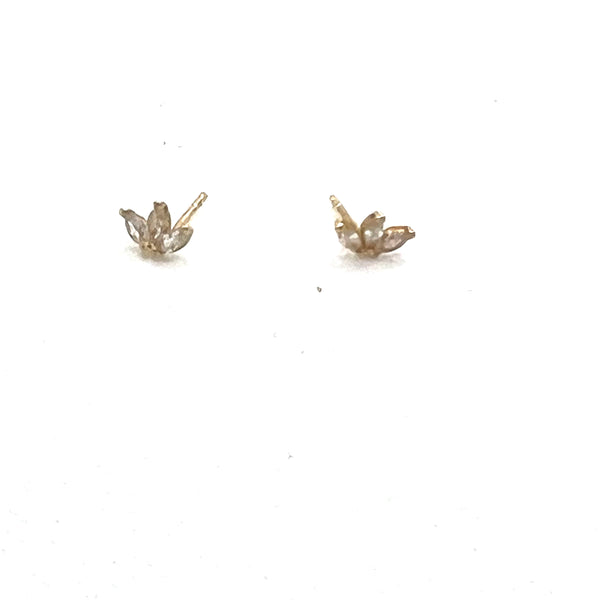 14K gold lotus flower stud earrings